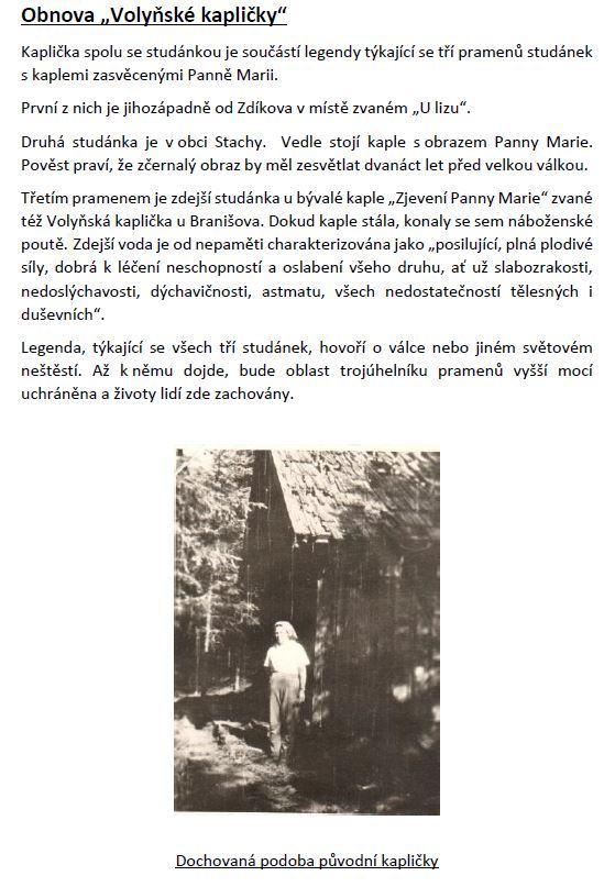 OBNOVA "VOLYŇSKÉ KAPLIČKY" BRANIŠOV