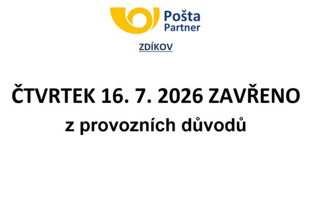 Pošta uzavřena dne 16. 7. 2026
