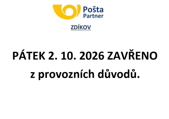 Pošta uzavřena dne 2. 10. 2026