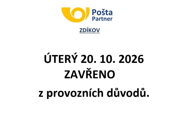 Pošta uzavřena dne 20. 10. 2026